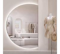 Espejo de tocador de baño LED regulable de 51 x 35 pulgadas, corte derecho, 3 temperaturas de color, montaje en pared, antivaho, diseño moderno para decoración del hogar