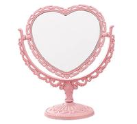 Espejo de tocador de doble cara giratorio 360° desmontable con forma de corazón herramienta de maquillaje vintage con base estable para dormitorio hotel residencia universitaria salón estilo 1