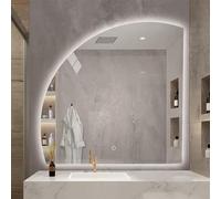 Espejo de tocador de media luna, espejo circular de pared LED de 40 pulgadas para baño, ideal para decoración del hogar, temperatura de color ajustable de 3000 a 6000 K, antivaho, interruptor táctil,