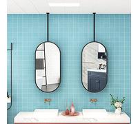 Espejo de tocador flotante moderno con montaje en techo, espejo de pared con marco de metal HD para maquillaje, sala de estar, dormitorio y baño, espejo decorativo de 40 x 60 cm