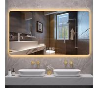 Espejo de tocador LED para baño con Luces, Espejo de baño Inteligente montado en la Pared, Espejos de Maquillaje Modernos retroiluminados con película antivaho, Espejos irrompibles Regulable