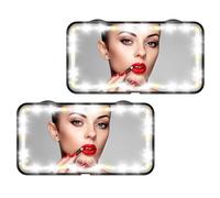 Espejo de tocador LED para visera de coche, espejo de maquillaje LED recargable con 3 modos de luz y 62 LED, espejo de coche con pantalla táctil regulable, espejo cosmético de viaje para coche (negro,