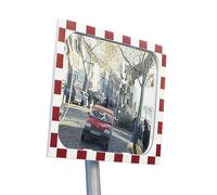 Espejo de tráfico Moravia, espejo de Sekurit, marco de plástico, rojo reflectante