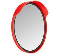 Espejo de tráfico profesional de observación, espejo convexo de 30 cm, con junta en el espejo, resistente a la intemperie, rojo señal para mayor seguridad