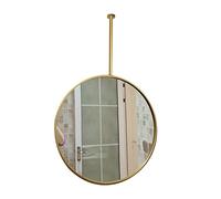 Espejo de Varilla Colgante de círculo Vintage Baño Vanidad Espejo de Afeitar Espejo montado en el Techo Espejo Decorativo - Espejo Colgante de Pluma de Metal Personalizable (Size : Diameter-