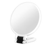 Espejo de viaje plegable, doble cara de aumento de 50X, espejos cosméticos portátiles de mano, soporte de tocador ajustable, espejo de reflejo de belleza de uso compacto para dormitorio de mujer