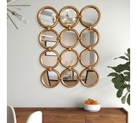 Espejo decorativo de pared de 120 x 90 cm, gran espejo decorativo de hierro dorado para colgar en la entrada, el baño, el pasillo y la sala de estar.(Gold)