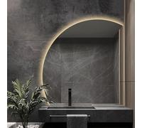 Espejo decorativo moderno retroiluminado de 40" 36" con atenuación de 3 colores, sin marco redondo de 1/4" para montaje en pared, espejo de baño antivaho de 32" 28", interruptor táctil (corte inf