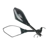 Espejo del Extremo Manillar Moto Espejo Retrovisor para Motocicleta Luces De Giro Espejos Laterales con Indicador De Señal De Giro De 10 Mm para Suzuki para Ducati Espejos Laterales Ajustables(Negro)
