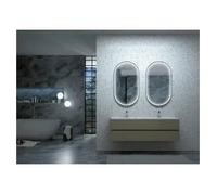 Espejo elíptico con marco de aluminio y luz perimetral en acabado negro mate de LedImex