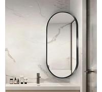 Espejo esquinero giratorio - Espejo de maquillaje ovalado montado en la pared con brazo extensible, marco de metal, reflejo HD, versátil, uso horizontal/vertical, negro, 30 x 50 cm, perfecto para el
