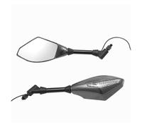 Espejo Extremo Manillar Moto 2 Uds Con Luces Indicadoras De Señal Giro LED Espejo Retrovisor Lateral Motocicleta 10mm Piezas De Repuesto(A)