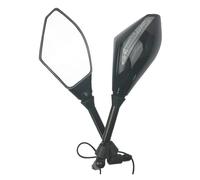 Espejo Extremo Manillar Moto 2 Uds Con Luces Indicadoras De Señal Giro LED Espejo Retrovisor Lateral Motocicleta 10mm Piezas De Repuesto(B)