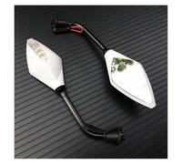 Espejo Extremo Manillar Moto 2 Unids/par Motocicleta LED Intermitentes Espejo Retrovisor Scooter E-Bike Convexo Lateral Trasero 10mm(WHITE)