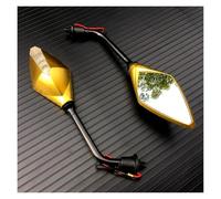 Espejo Extremo Manillar Moto 2 Unids/par Motocicleta LED Intermitentes Espejo Retrovisor Scooter E-Bike Convexo Lateral Trasero 10mm(Gold)