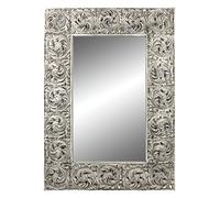 -Espejo Fabricado en España y Decorado a Mano- Medida Exterior 98x137 cm, Medida de Espejo 56x97 cm. Espejo Decorativo de Pared Modelo Bécquer Color Piedra Tabaco