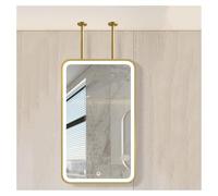 Espejo flotante para colgar en el techo con iluminación LED, marco de metal para baño, tocador, maquillaje, espejo decorativo montado sobre el fregadero (negro, 60 x 90 cm)