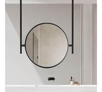 Espejo Flotante para tocador de baño, Espejo Redondo con Barra para Colgar en el Techo, Espejos Decorativos para Pared, Espejos de Pared montados en el Techo con Marco Circular de Metal (Tam