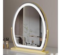 Espejo giratorio de 360° con luces, espejo ovalado para tocador, sensor táctil, perfecto para maquillaje y decoración, 30 x 40 cm, mejora tu rutina de belleza