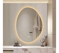 Espejo Iluminado de baño asimétrico para la Pared, Espejo de Maquillaje Irregular Washbasin con Luces LED de 3 Colores, decoración del hogar sin Marco, Forma de lágrima (120x75 cm)