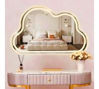 Espejo Irregular con Forma De Nube, Espejo Iluminación LED, Baño para Montar En La Pared, 50x70cm|60x80cm|70x90cm, Cubierta Luz Impermeable, Cableado(Style B - Warm Light,50x70CM)