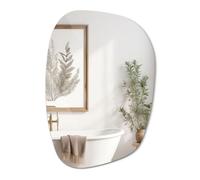 Espejo Irregular Pared 78,5x57 cm Ondulado para Baño, Dormitorio, Pasillo, Salón y Entrada Elegante Diseño Moderno Original Forma Organico Asimétrico Minimalista para Colgar Sin Marco