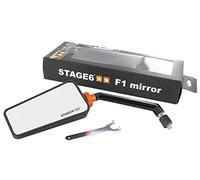 Espejo izquierdo Stage6 F1 M8 carbono mate para Yamaha Aerox 50 Cat | Brazo metálico, rótula, tuerca de bloqueo anodizada naranja, herramienta incluida compatible con Aprilia SR50