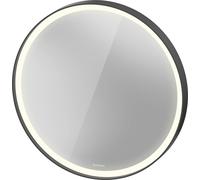 Espejo L-Cube de Duravit con iluminación, redondo, LED 18W, 700x700x67mm, aluminio grafito mate, LC7375049490000, Versión: sin calefacciÃ³n de espejos