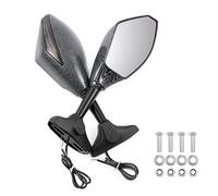 Espejo lateral de moto Espejo retrovisor con indicador LED Universal para Cruiser Street Sport Bike (B)