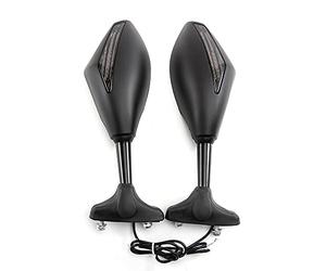 Espejo lateral de moto Espejo retrovisor con indicador LED Universal para Cruiser Street Sport Bike (A)