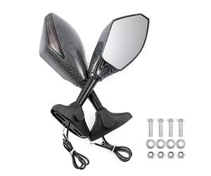 Espejo lateral de moto Espejo retrovisor con indicador LED Universal para Cruiser Street Sport Bike (B)