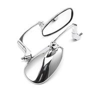 Espejo Lateral Moto Oval Espejo Retrovisor 8mm 10mm para Cafe Racer Bobber Chopper (Plata)