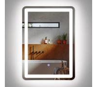 ledscom.de Espejo LED BALI con iluminación, 50 cm x 70 cm, 1695 lm, blanco