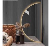 Espejo LED Grande para baño Espejo de Pared de baño de Media Luna sin Marco con Interruptor táctil Espejo de Dormitorio Moderno para Entrada de Sala de Estar (Color: Corte Derecho,