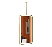 Espejo LED Moderno para Techo, Espejos de baño Dorados con Barra Colgante e Interruptor táctil, Espejos de Pared Grandes para Sala de Estar, Dormitorio, Aseo o Entrada (40x80cm)
