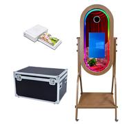 Espejo mágico para cabina de fotos de 21.5 pulgadas, pantalla táctil, espejo de fotomatón, máquina de fotos para selfie, marco de luz RGB para eventos, alquiler, boda, fiesta (máquina + mini impresora