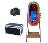 Espejo mágico para cabina de fotos de 21.5 pulgadas, pantalla táctil, espejo de fotomatón, máquina de fotos para selfie, marco de luz RGB para eventos, alquiler, boda, fiesta (Máquina + cámara)