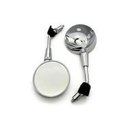 espejo manillar Para Scooter Moto Vista Trasera 10mm Hilo Motocicleta Espejos Retro Redondo Ovalado(Silver)