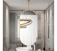 Espejo montado en el techo con marco de metal ovalado, espejo de barra colgante dorado para tocador de baño, espejos decorativos para pared - Los brazos se pueden personalizar ( Size : 40cmx60cm )