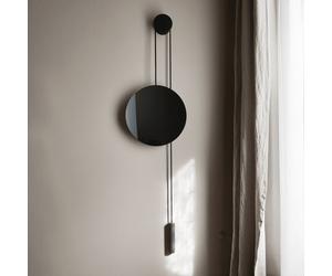 Espejo New Works Rise and Shine, negro, Ø 45 cm, cristal True