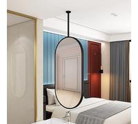 Espejo ovalado con marco de metal para colgar en el techo, espejo decorativo HD para sala de estar, dormitorio, baño y entrada, diseño flotante, tamaño: 40 cm x 60 cm