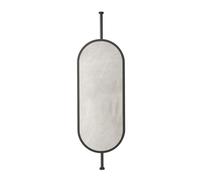 Espejo ovalado con marco de metal y barra para colgar, espejo flotante para maquillaje y afeitado para sala de estar y entrada,