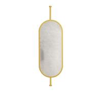 Espejo ovalado con marco de metal y barra para colgar, espejo flotante para maquillaje y afeitado para sala de estar y entrada,