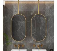 Espejo Ovalado Dorado para baño, tocador, Espejo de Maquillaje, decoración Flotante de Techo HD para el hogar o el Hotel, Estilo nórdico Sencillo de Cristal para Sala de Estar, Comedor, Dorm