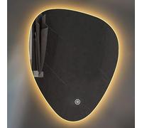 Espejo ovalado irregular iluminado, espejo de baño grande de 50 x 70 cm/60 x 80 cm/70 x 90 cm, espejo de pared LED asimétrico moderno, LED regulable en 3 colores, interruptor táctil intelige