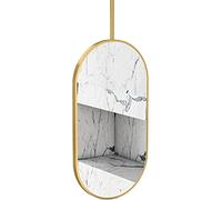 Espejo Ovalado Moderno para Colgar en el Techo, Espejo de tocador, Espejo de Afeitar Flotante para baño, Marco de Metal elíptico y Brazo Grande para Montaje en el Techo, Dorado (tamaño: 40 x