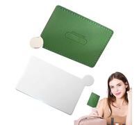Espejo para bolso, espejo compacto de maquillaje con cubierta de piel sintética, productos portátiles de acero inoxidable para tocador, mujeres, viajes, bailes, niñas, escuela, dormitorio, oficina