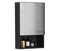Espejo para botiquín de baño, armario de almacenamiento de pared de aluminio, diseño que ahorra espacio, ideal para dormitorio, sala de estar o inodoro, 40 x 11 x 65 cm