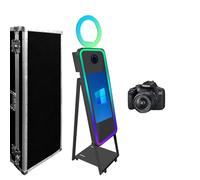 Espejo para Cabina de Fotos con Marco LED Pantalla táctil portátil máquina de Cabina de Espejo mágico para Eventos de Fiesta de Boda (máquina Negra, Cabina de Fotos de 40 Pulgadas + cámara)