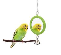 Espejo para pájaros con campana, juguete interactivo para loros, jaula de pájaros, para periquitos cacatúas, canarios, periquitos (verde)
